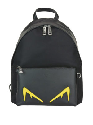 FENDI: zaini - Zaino Diabolic Eyes in nylon e pelle