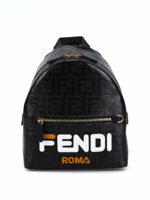 FENDI: zaini - Zaino piccolo in canvas nero FF