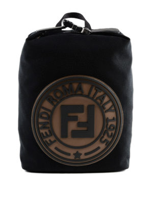 FENDI: zaini - Zaino in canvas con logo gommato davanti