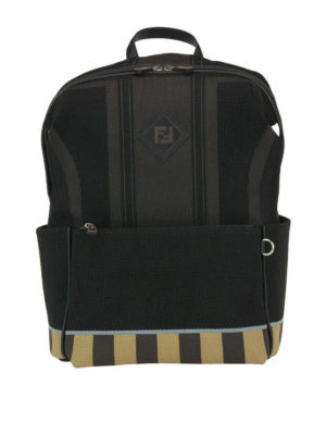 FENDI: zaini - Zaino in tessuto con fondo a righe