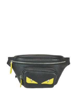 FENDI: marsupi - Marsupio Bag Bugs nero in pelle martellata