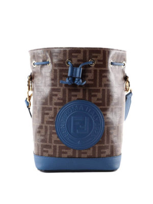 FENDI: Secchielli - Borsa Mon Tresor S in canvas e pelle bluette