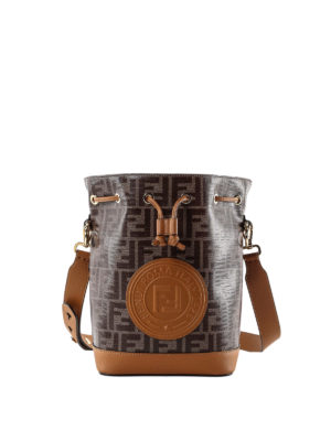 FENDI: Secchielli - Secchiello Mon Tresor S in canvas e pelle