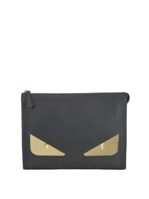 FENDI: pochette - Pochette con applicazione Bag Bugs