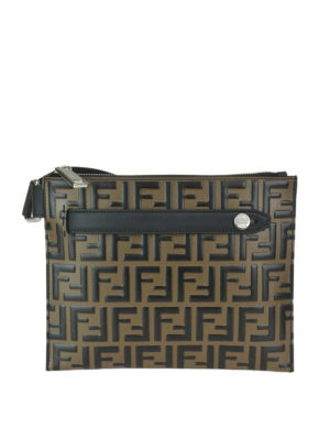 FENDI: pochette - Borsa in pelle con logo FF