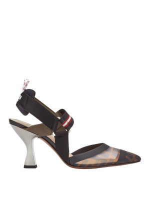 FENDI: scarpe décolleté - Décolleté in nylon con motivo FF