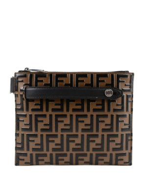 FENDI: borse a tracolla - Borsa messenger con tracolla in pelle FF