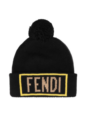 FENDI: cappelli - Cappello in lana con intarsio Yes