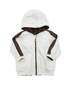 Fendi Jr: casual jackets - Reversible hooded jacket in white