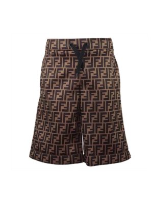 Fendi Jr: shorts - Techno fabric FF shorts in brown