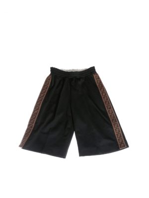 Fendi Jr: shorts - Unisex black bermuda shorts with FF bands