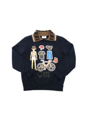 Fendi Jr: Sweatshirts & Sweaters - Ffaast print sweatshirt in blue