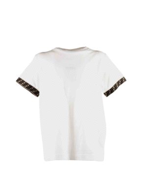 Fendi Jr: t-shirts - Jacquard logo T-shirt in white