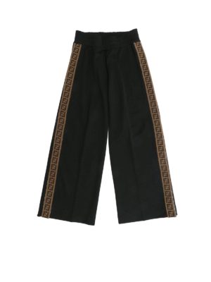 Fendi Jr: trousers - FF logo bands pants in black