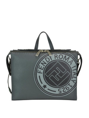 FENDI: borse da ufficio - Borsa Lui in pelle con patch Fendi Stamp