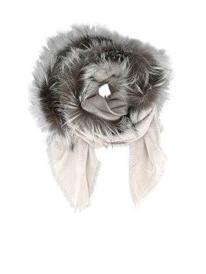 FENDI: sciarpe e foulard - Scialle in seta e lana beige
