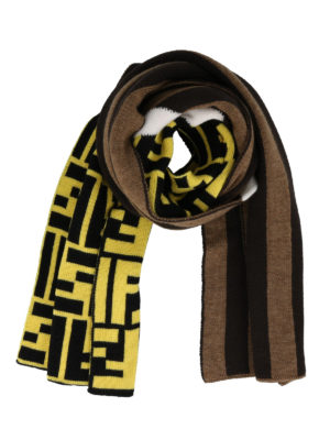 FENDI: sciarpe e foulard - Sciarpa in lana jacquard FF