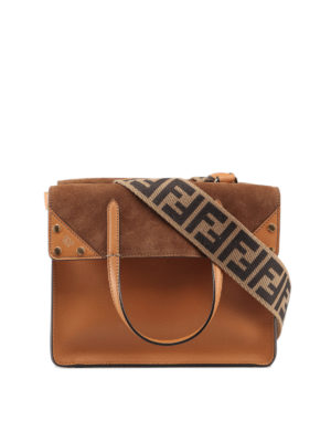 FENDI: borse a spalla - Borsa Flip Regular small in pelle e camoscio