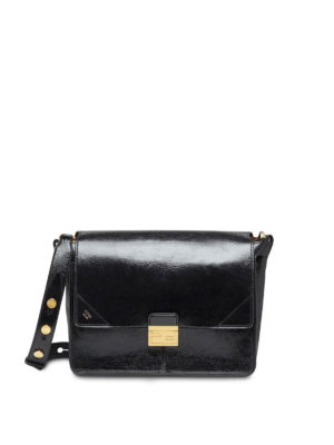 FENDI: shoulder bags - Kan U black polished leather shoulder bag