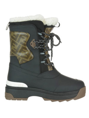 FENDI: snow boots - FF glazed fabric snow boots
