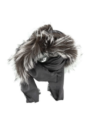 FENDI: Stole & Scialli - Scialle lana e seta con pelliccia