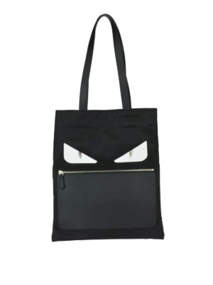 FENDI: shopper - Borsa shopping in nylon con Bag Bugs Eyes