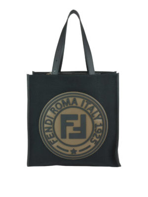 FENDI: shopper - Borsa shopping in canvas con maxi logo