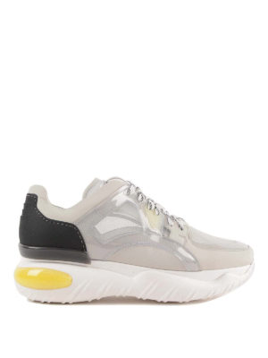 FENDI: sneakers - Sneaker in tessuto e pelle e inserti in rete