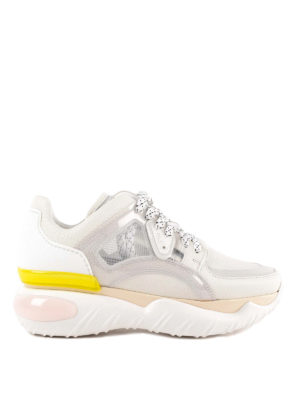 FENDI: sneakers - Sneaker bianche con maxi suola e rete