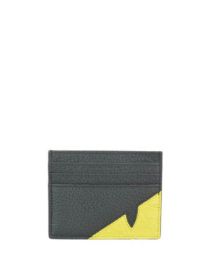 FENDI: wallets & purses - Bag Bugs eyes black leather cardholder
