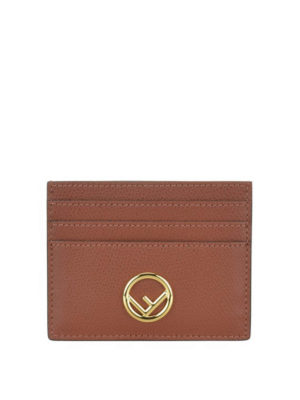 FENDI: wallets & purses - F is Fendi brown leather card holder
