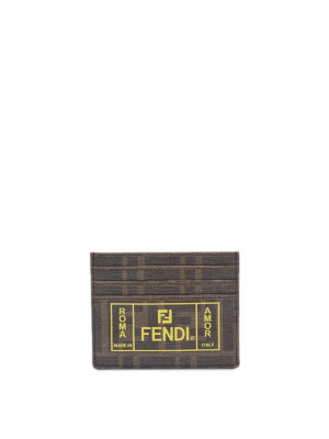FENDI: portafogli - Porta carte di credito con stampa Fendi Label