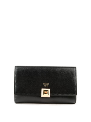 FENDI: portafogli - Portafoglio billfold in morbida pelle nera