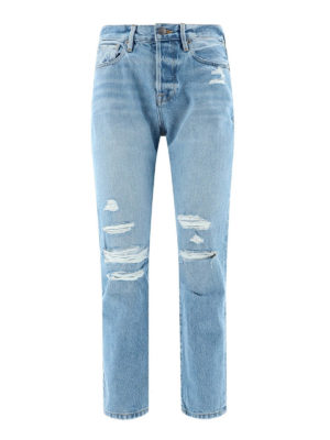 Frame Denim: straight leg jeans - Rip detail high rise jeans