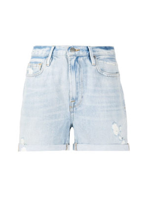 Frame Denim: Trousers Shorts - Used effect denim shorts