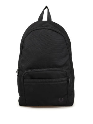 FRED PERRY: zaini - Zaino in nylon nero con logo ricamato