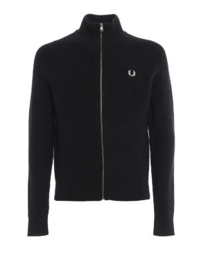 FRED PERRY: cardigans - Black zipped cardigan