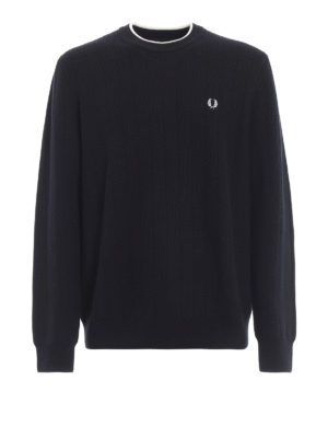 FRED PERRY: maglia collo rotondo - Maglione girocollo in cotone e lana blu