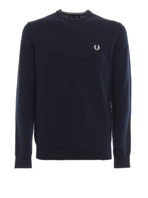 FRED PERRY: crew necks - Blue wool sweater