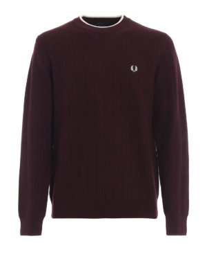 FRED PERRY: maglia collo rotondo - Maglione girocollo in cotone e lana bordeaux