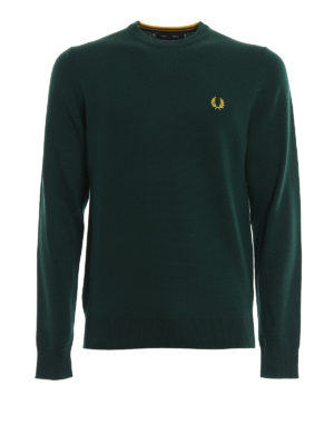 FRED PERRY: crew necks - Green wool sweater