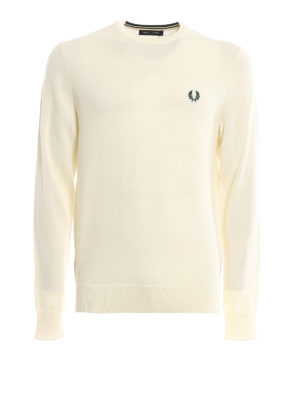 FRED PERRY: crew necks - White wool sweater