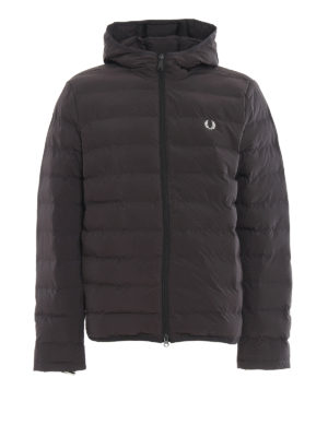 FRED PERRY: padded jackets - Black hooded quilted puffer jacket