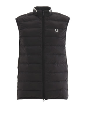FRED PERRY: padded jackets - Black quilted padded vest