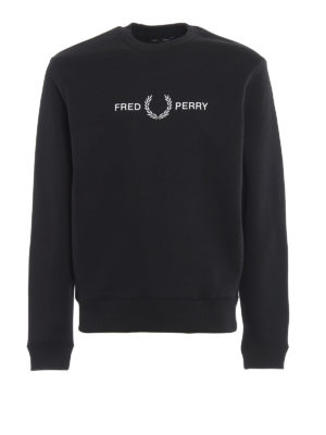 FRED PERRY: Sweatshirts & Sweaters - Logo embroidery black sweatshirt