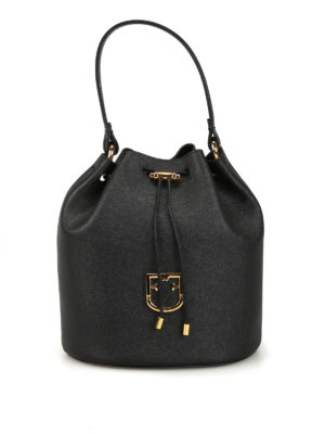 FURLA: Secchielli - Secchiello Corona piccolo in pelle nera