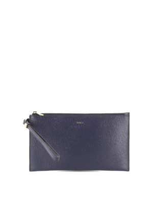 FURLA: clutches - Babylon XL blue leather clutch