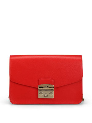 FURLA: borse a spalla - Borsa Metropolis S in pelle rossa