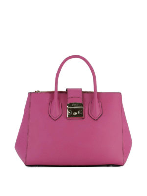 FURLA: shopper - Tote Metropolis M in pelle fucsia