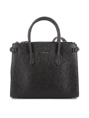 FURLA: totes bags - Pin black small tote